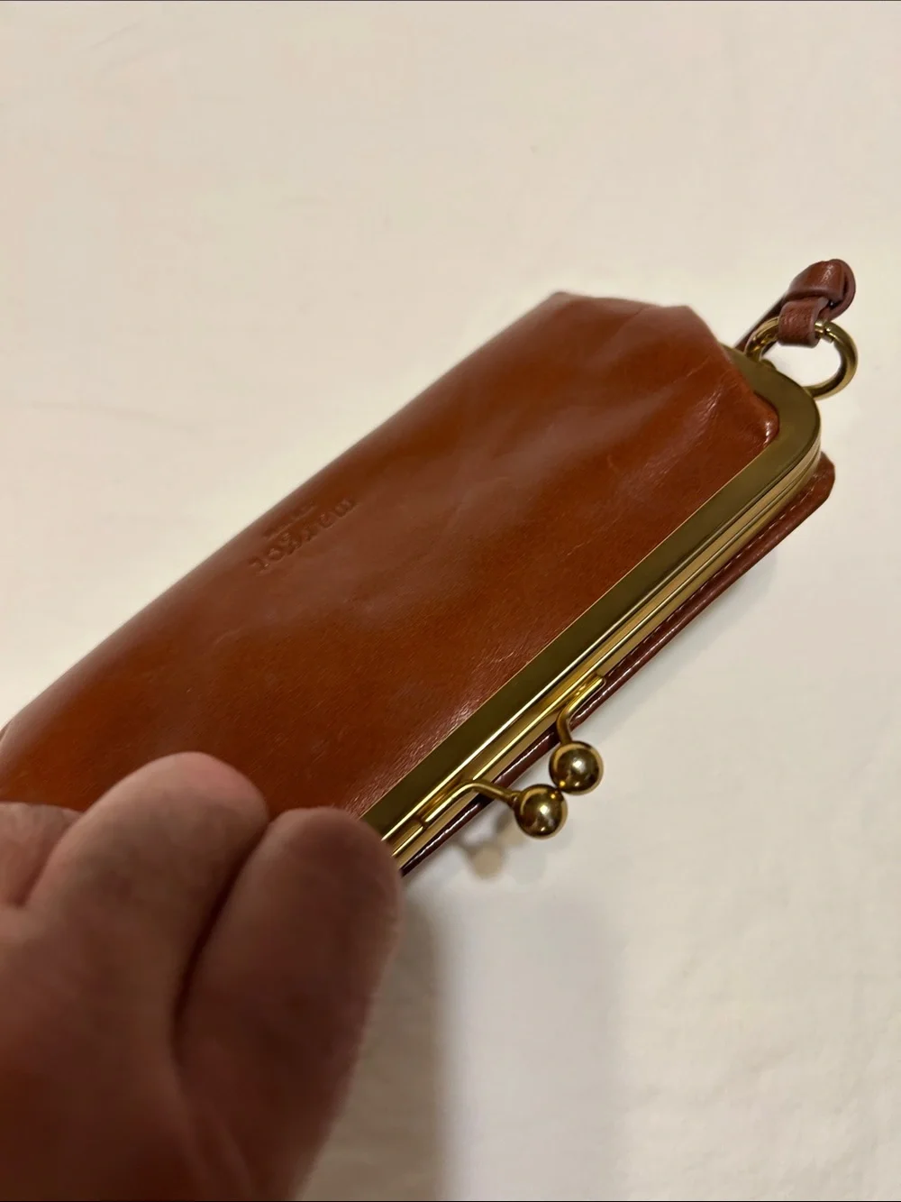 margot Brown Leather Wristlet Wallet with Gold Tone Hardware